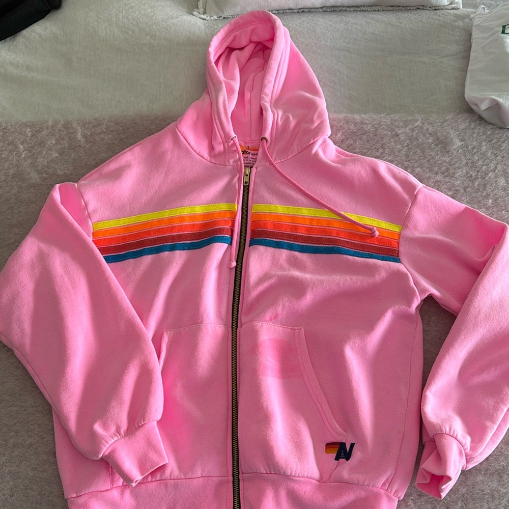 Aviator Nation size small relaxed fit neon pink hoodie